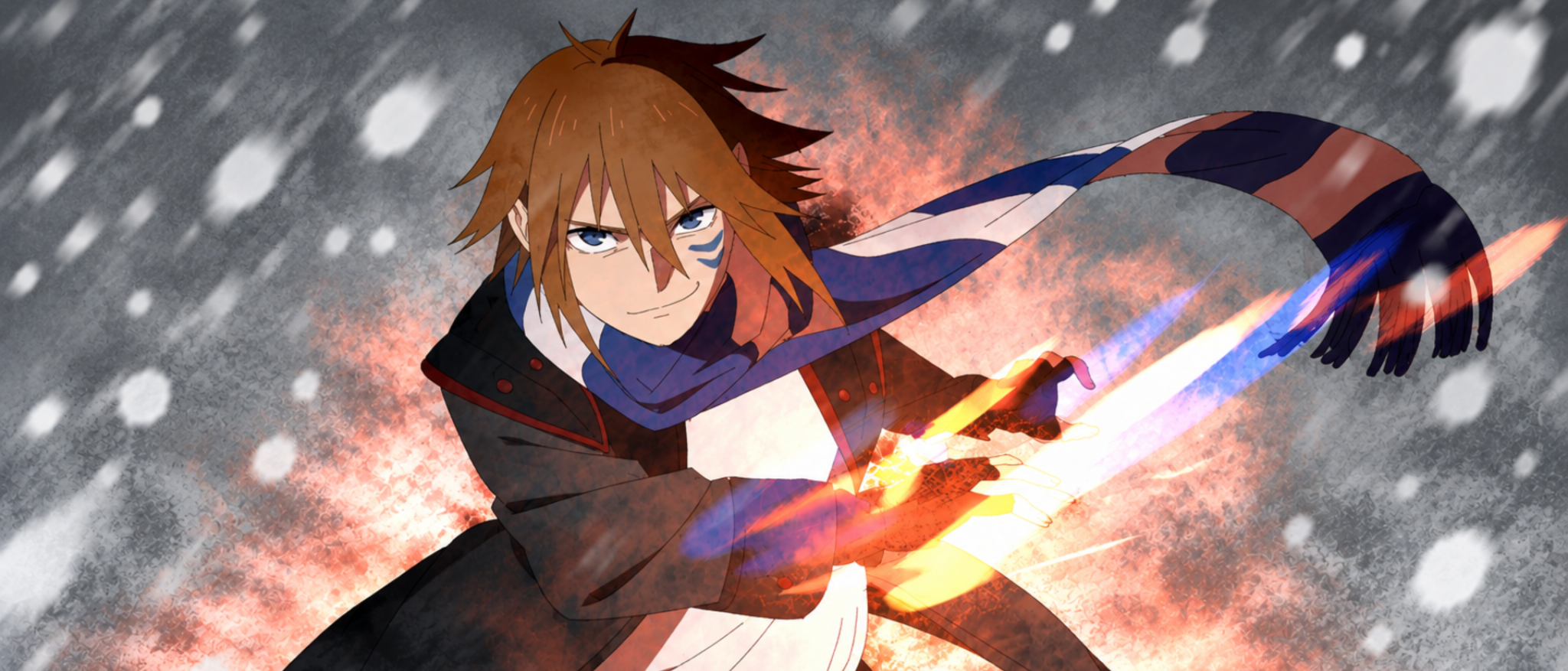 Vengeance: The Norian Chronicles key artwork showing the protagonist in a snowy scene with fire magic.